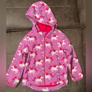 Cat and Jack Girls Pink & Purple Unicorn Lined Zip-Up Hooded Rain Jacket Size 3T